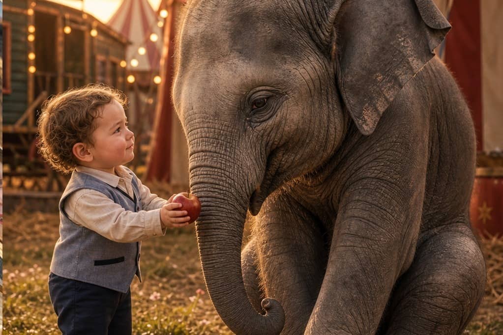 Ilustración del cuento «El elefantito del circo»